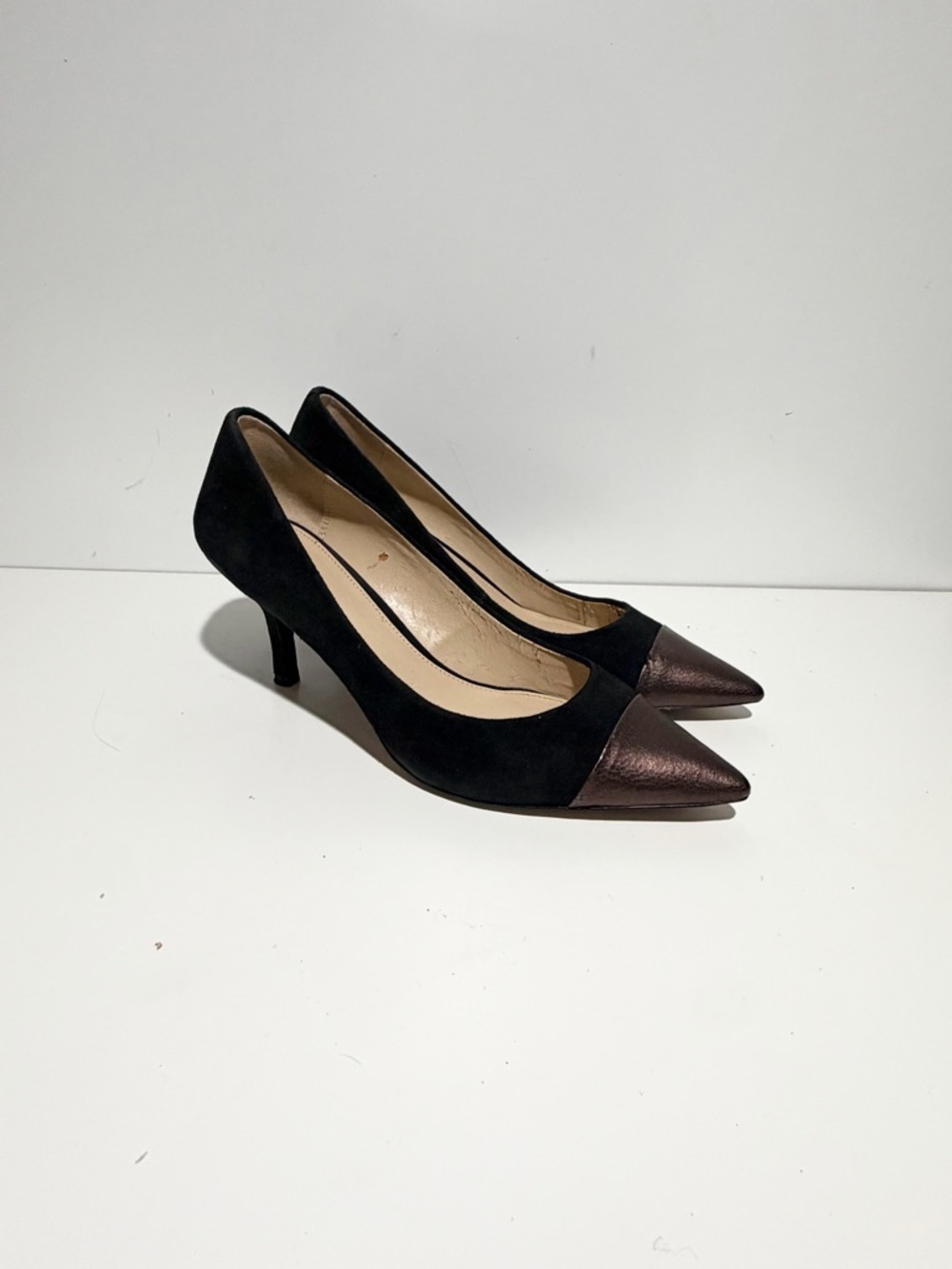 Coach Zayna Women's Black Pumps with Metallic Brown Pointed Toe